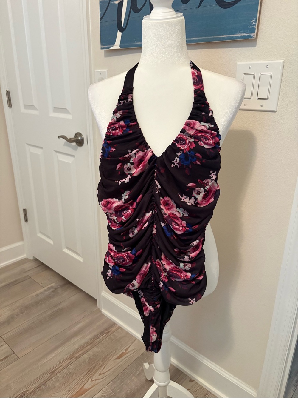 bebe Black Lined Garment with Subtle Pink Accent.
